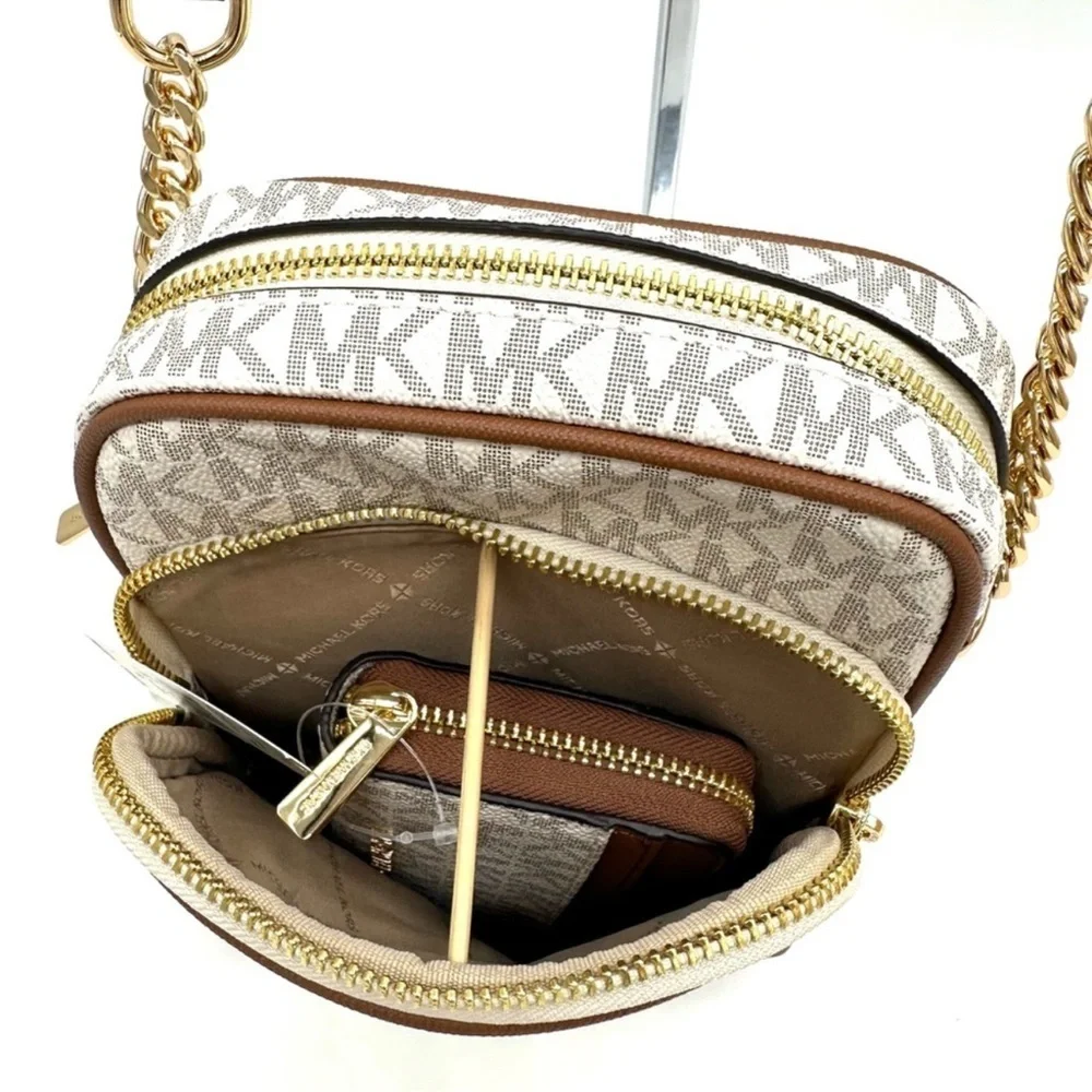Michael Kors Medium NS Chain Xbody Bag & Jet Set Travel MD ZA Card Case Wallet